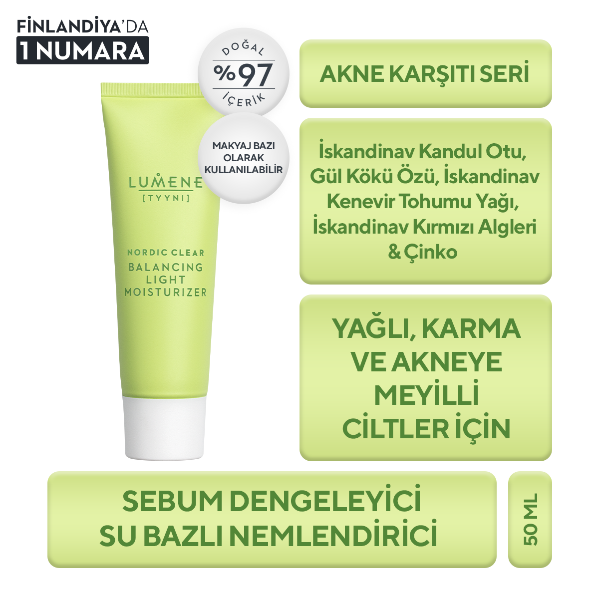 Sebum Dengeleyici Su Bazlı Nemlendirici 50 ML -Balancing Light Moisturizer 